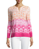Hibiscus-Print Ombre Sweater, Hibiscus