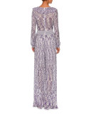 Ruffled V-Neck Wide-Leg Jumpsuit, Purple