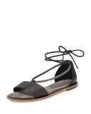 Monili Ankle-Wrap Sandal, Black