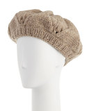 Scalloped Cashmere Beret, Beige
