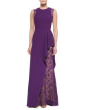Lace-Inset Ruffled Gown