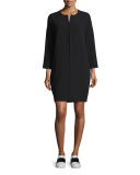 Seamed Front-Zip Cocoon Dress