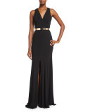 Sleeveless Jersey Column Gown