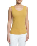 Scoop-Neck Cotton Knit Shell, Chamomile  