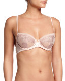 Morgane Embroidered Mesh Demi Bra, Light Pink