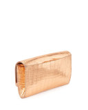 Metallic Crocodile Clutch Bag, Rose Gold