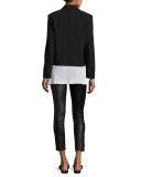 Skinny Zip-Cuff Leather Leggings, Black