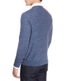 Wool-Linen Athletic Sweater, Denim