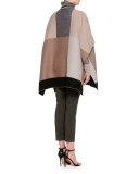 Patchwork One-Button Poncho, Multi Colors