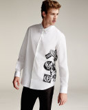 Side Logo-Graphic Long-Sleeve Shirt, White