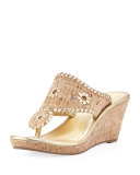 Marbella Cork Wedge Sandal, Gold