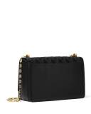 Yasmeen Medium Chevron Leather Shoulder Bag, Black