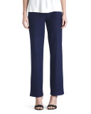 Washable-Crepe Straight-Leg Pants