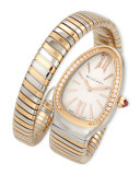 35mm Serpenti Tubogas Diamond Watch, Two-Tone/Cream