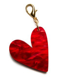 Heart Bag Charm, Gold/Red
