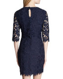 Audrey 3/4-Sleeve Lace Sheath Dress 