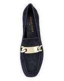 Hola Suede Chain Loafer, Navy