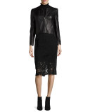 Vien Lace Pencil Skirt, Black/Navy