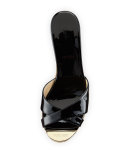 Perfume Patent Leather Crisscross Wedge, Black