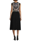 Sleeveless Embroidered Crop Top, Black