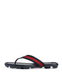 Web & Leather Thong Sandal