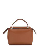 DOTCOM Medium Leather Satchel Bag, Bark/Bubblegum