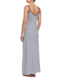 Mare Mitered-Stripe Long Maxi Dress, Mare/White