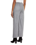 Wide-Leg Wool Pants, Gray