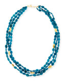 Blue Apatite Multi-Strand Necklace, 36"L