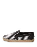 Vlad Men's Striped Espadrille Slip-On Sneaker, Black/White