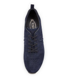 Men's Suede Trainer Sneaker, Navy