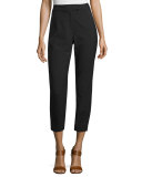 Slim Cropped Cigarette Pants, Black
