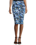 Floral-Print Midi Pencil Skirt 