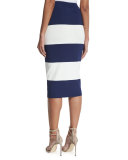 High-Waist Wide-Striped Pencil Skirt