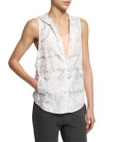 Printed Hooded Vest W/Mesh Panels