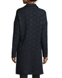 Geometric Drop-Shoulder Topper, Navy/Multi