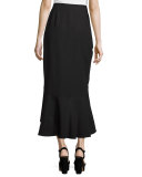 Gisele Draped-Ruffle Maxi Skirt, Black
