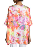 Selene Half-Sleeve Printed Silk Top