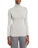 Ribbed Turtleneck Sweater, Gray