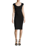 Sequined Scoop-Neck Bandage Dress, Black/Combo