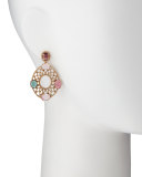 18k Yellow Gold Oval Earrings with Diamonds and Multicolor Tourmaline