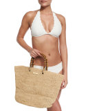 Ostuni Scalloped Halter Swim Top, White