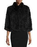 High-Collar Layered Fur Coat