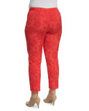 Floral Jacquard Ankle-Cropped Pants, Plus Size