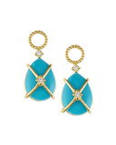 Wrapped Turquoise Earring Charms with Diamonds