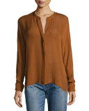 Silk Georgette Split-Neck Blouse