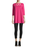 3/4-Sleeve Yoke-Cutout Tunic  