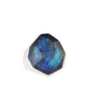 Labradorite, Lapis & Crystal Triplet Ring, Size 7