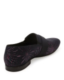 Firework-Print Slip-On Shoe, Black/Red/Silver