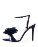 Frolic Flower Grosgrain Sandal, Navy Blue